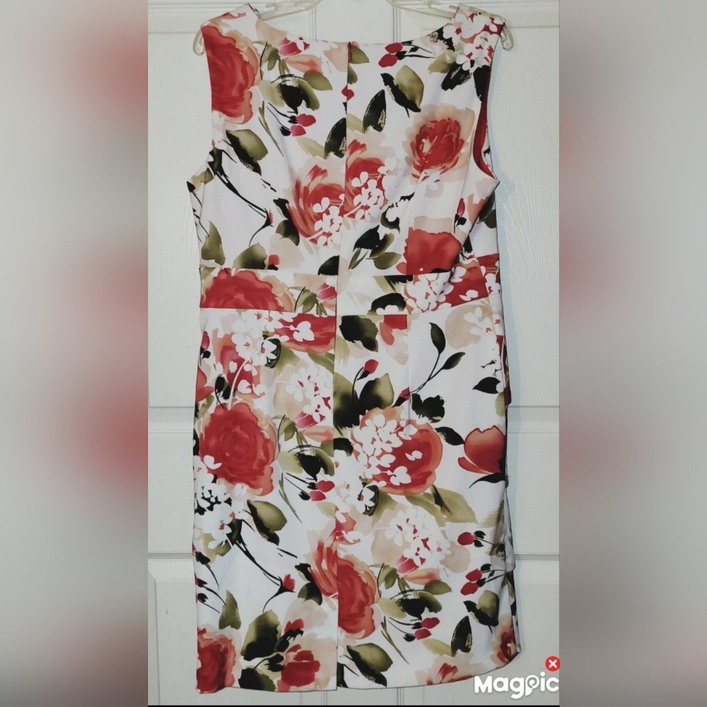 Dressbarn Sleeveless Tiered White Orange Knee Length Sz 14 Petite Women's - Picture 2 of 8